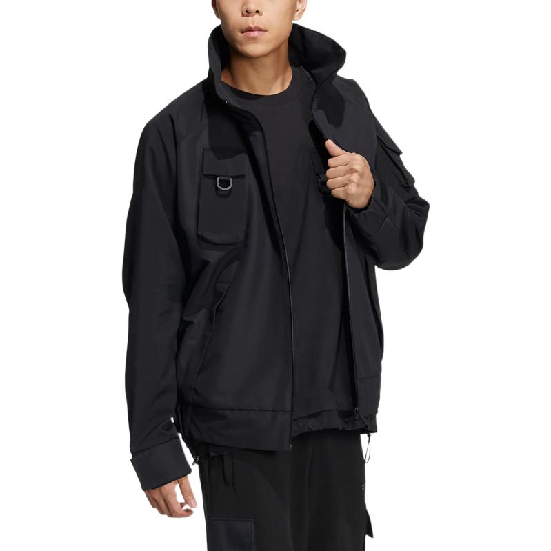 adidas originals Im Jacket Solid Color Multiple Pockets Athleisure Casual Sports Stand Collar Black HE6606