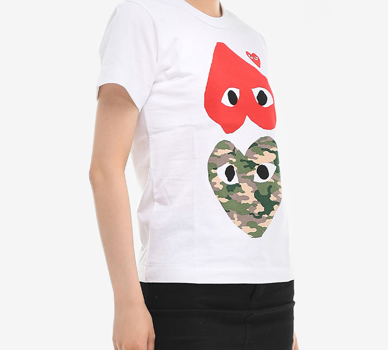 (WMNS) COMME des GARCONS PLAY Camouflage Upside Down Logo Tee 'White' AZ-T247-051-1