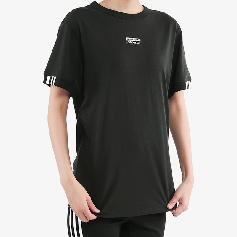 (WMNS) adidas Classic box logo Pattern Short Sleeve Black ED5842