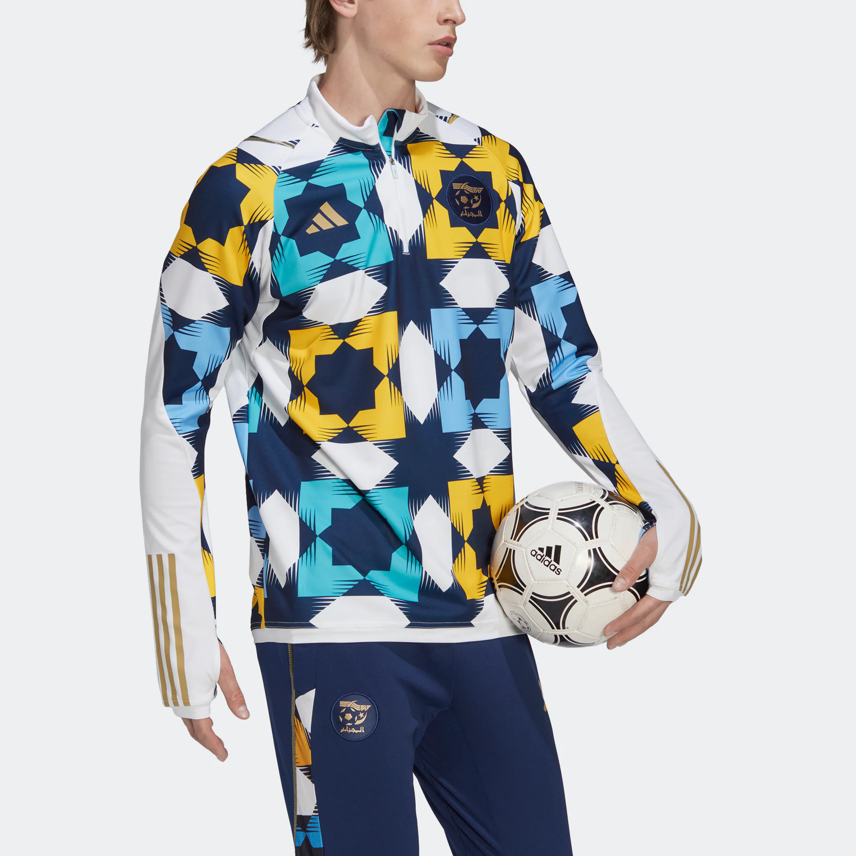 adidas Algeria Training Top Asia Sizing 'White Navy Yellow' HF1461