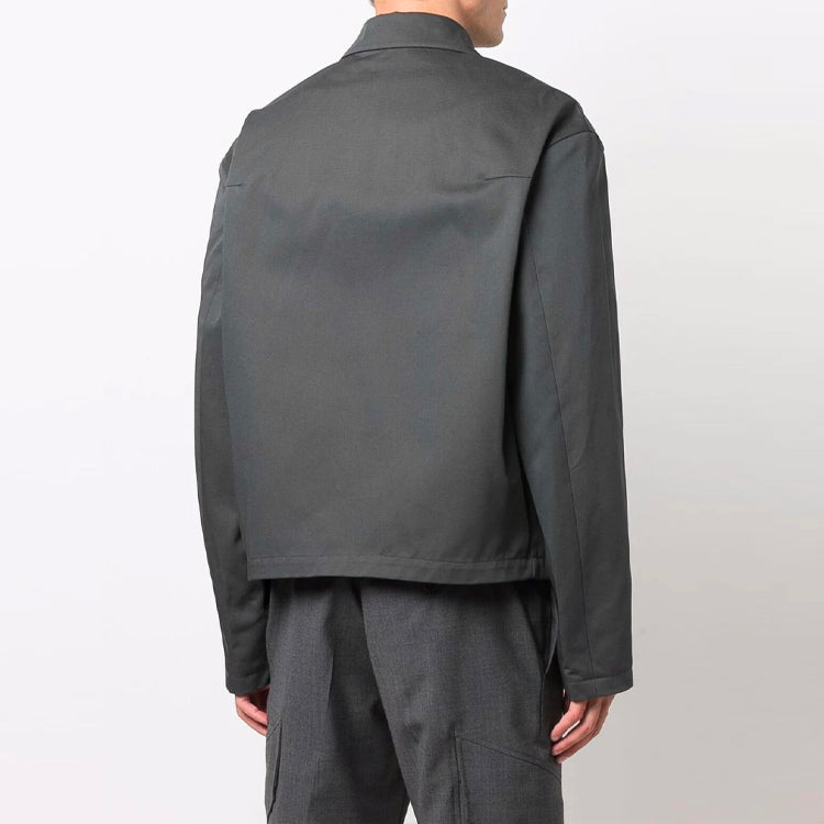 Off-White FW21 Zipper Solid Color lapel Jacket Version Gray OMEA296F21FAB00107000700