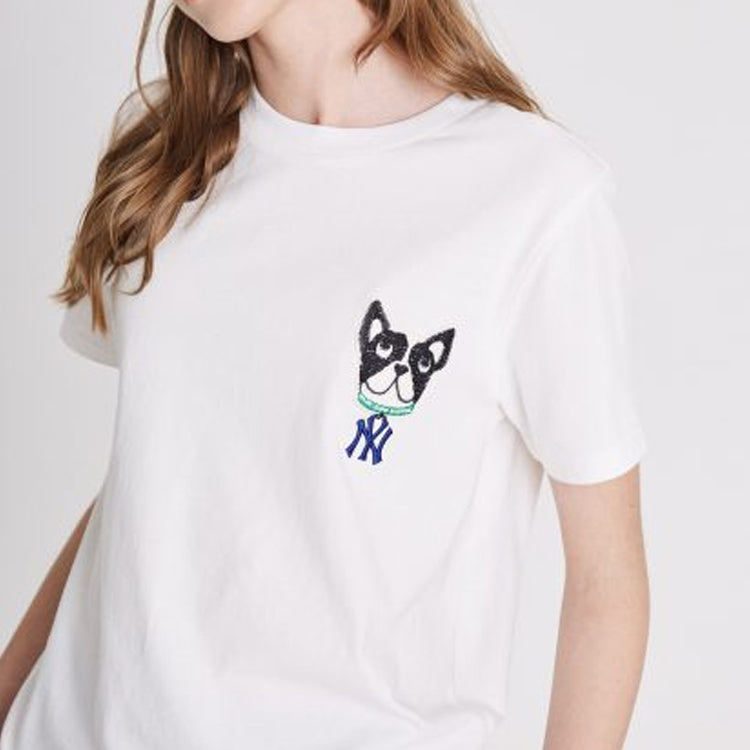 MLB Unisex New York Yankees Cartoon Series Embroidery Tee White 31TSTF931-50W