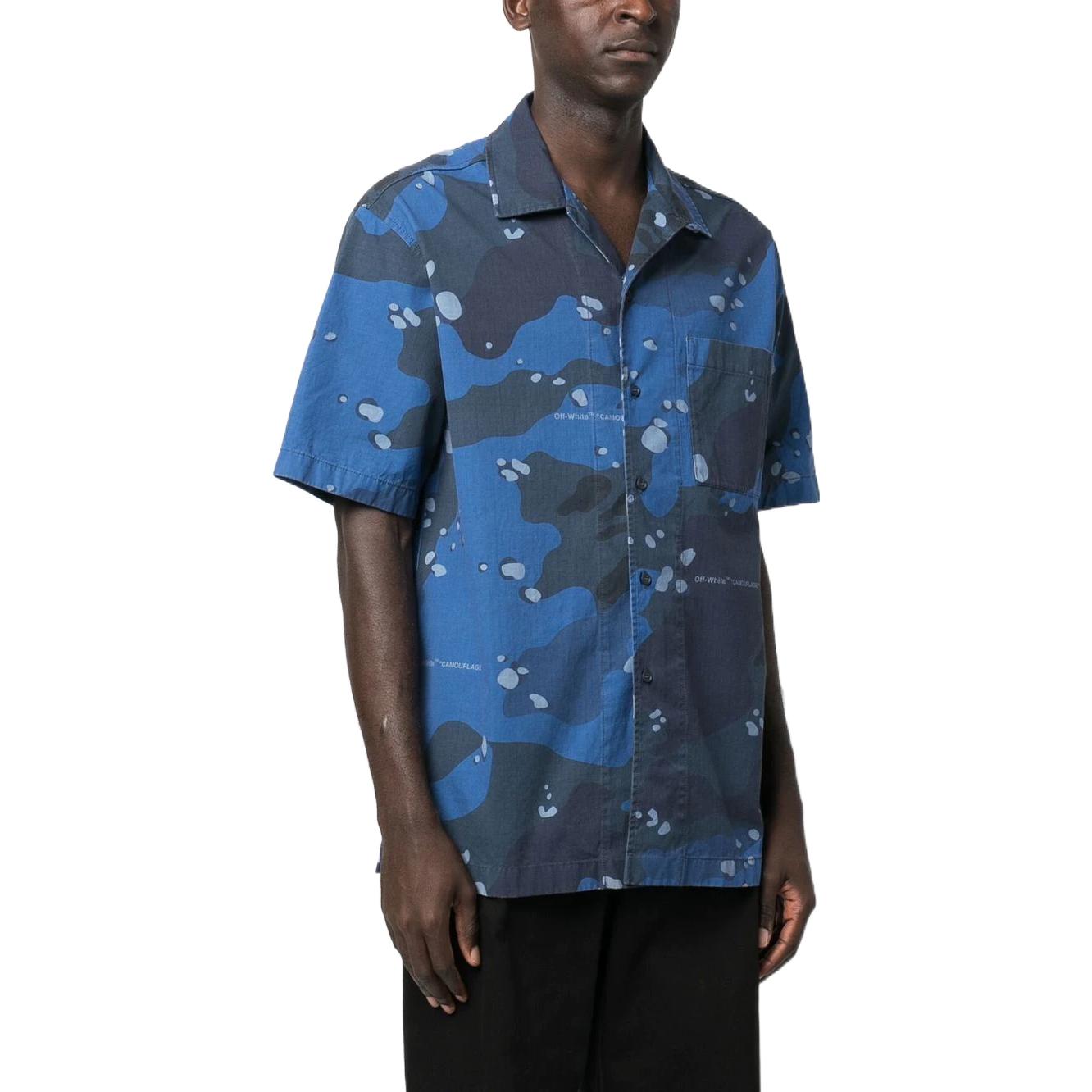 Off-White Camo Poplin Holiday Shirt 'Blue' OMGA245F22FAB0024500