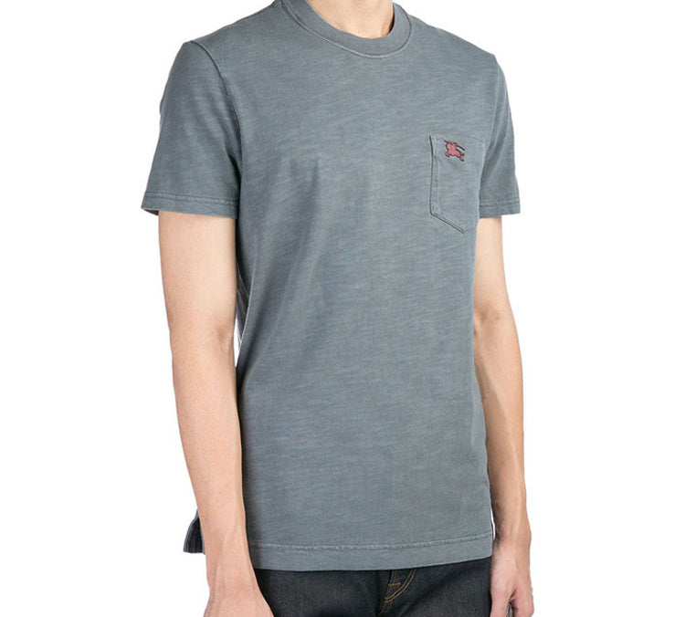 Men's Burberry SS20 Casual Cotton Short Sleeve Gray Blue 3930309