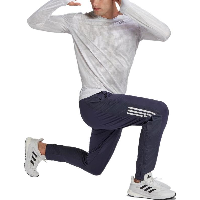 Men's adidas Solid Color Logo Round Neck Long Sleeves White T-Shirt HB7456
