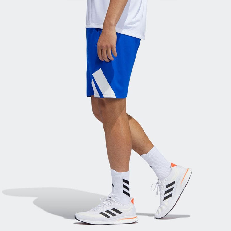 adidas Solid Color Breathable Casual Straight Logo Shorts Blue H08755
