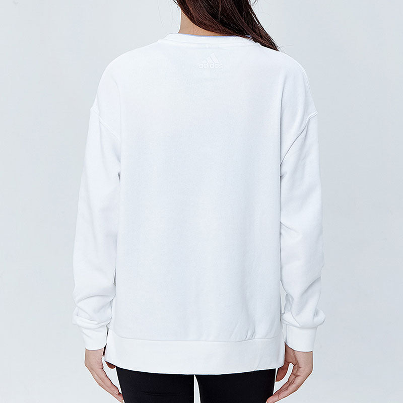 (WMNS) adidas Logo Printing Sports Round-neck Sweatshirt White H09743