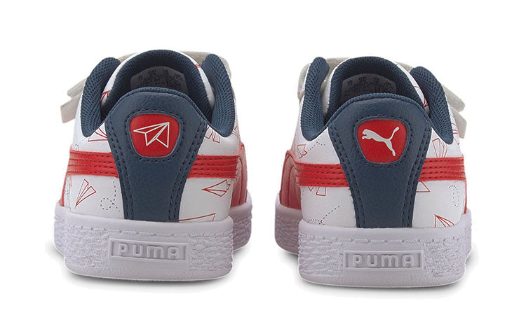 (PS) PUMA Basket Paper Plane Casual Board Shoes White/Blue/Red 371187-01