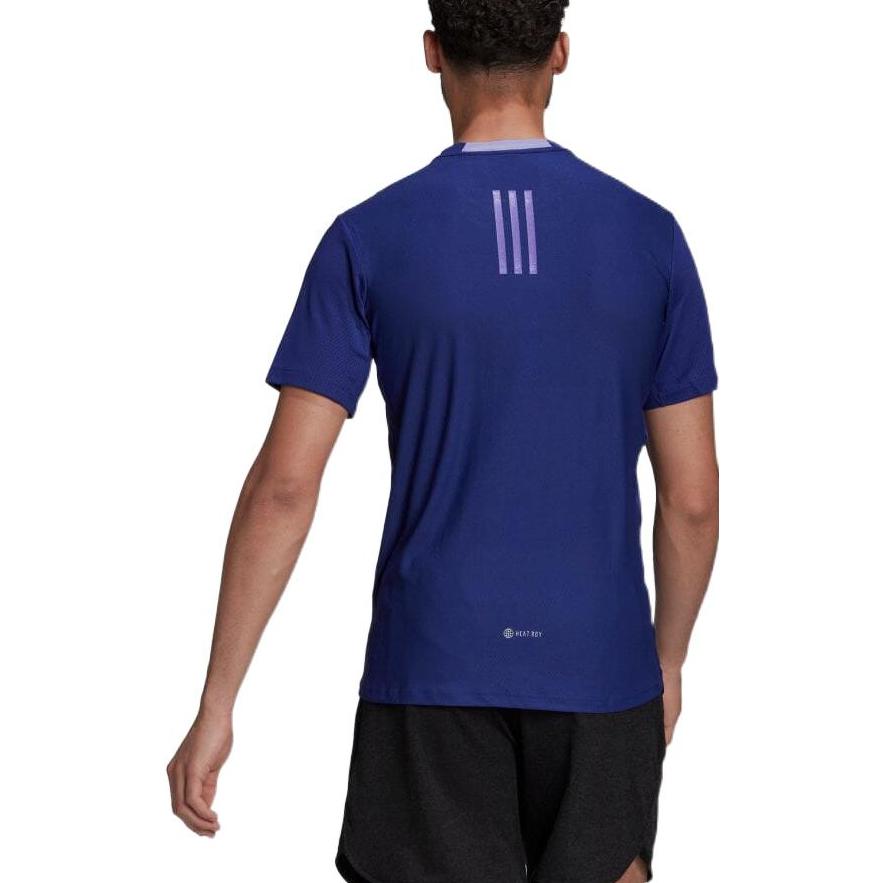 Men's adidas Logo Printing Round Neck Sports Gym Short Sleeve Blue T-Shirt HC4246