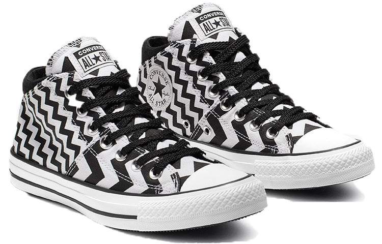 (WMNS) Converse Chuck Taylor All Star GLAM DUNK MADISON MID Canvas Black White Stripe 'Black White' 565388C