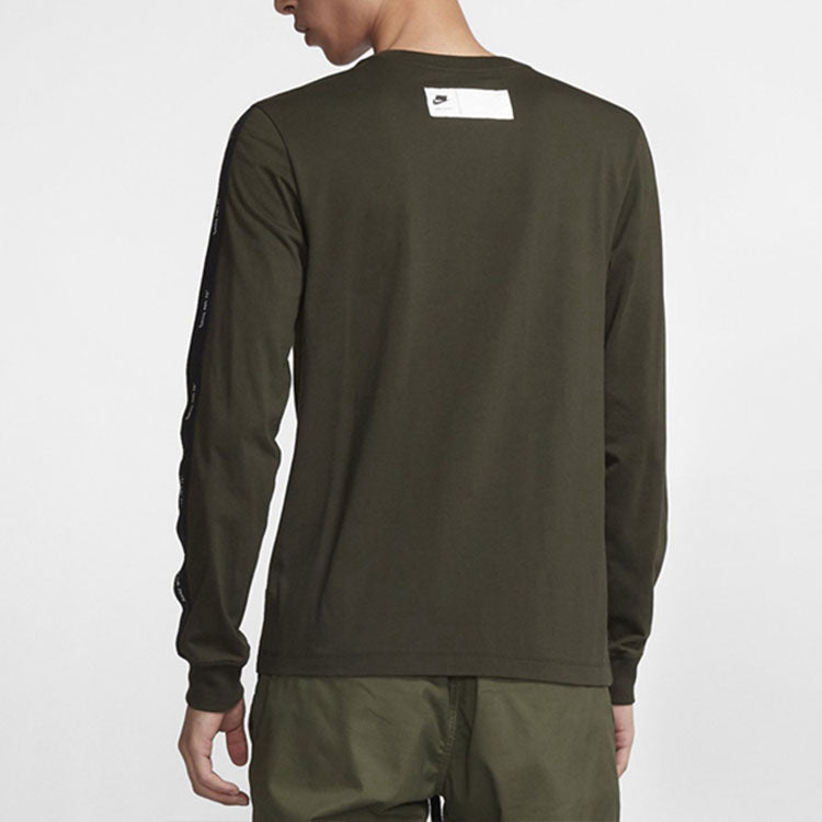 Men's Nike Logo Round Neck Pullover Long Sleeves Green T-Shirt CI6215-355