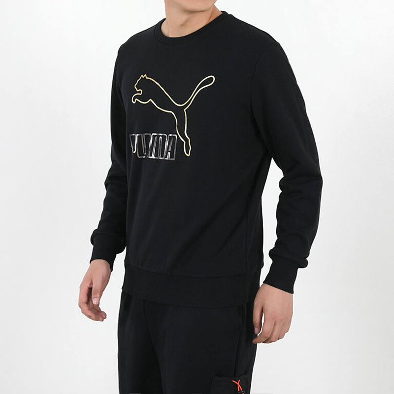 PUMA Classics Printed Pullover Fleece Men Black/Gold 599296-56
