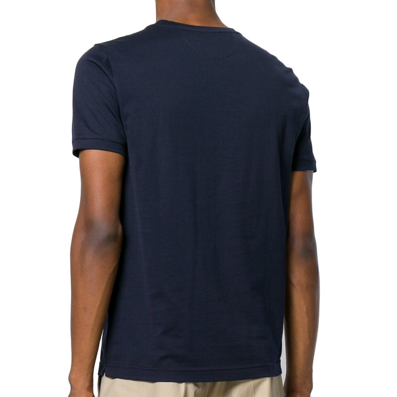 Men's FENDI SS21 Solid Color Brand Printing Round Neck Short Sleeve Navy Blue T-Shirt FY0894A28JF123Z