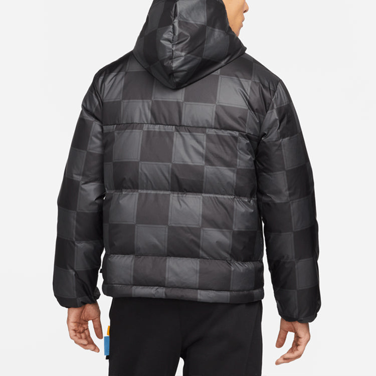 Men's Nike Lebron Grid Basketball Sports Stay Warm Hooded Down Jacket Black DA6718-010