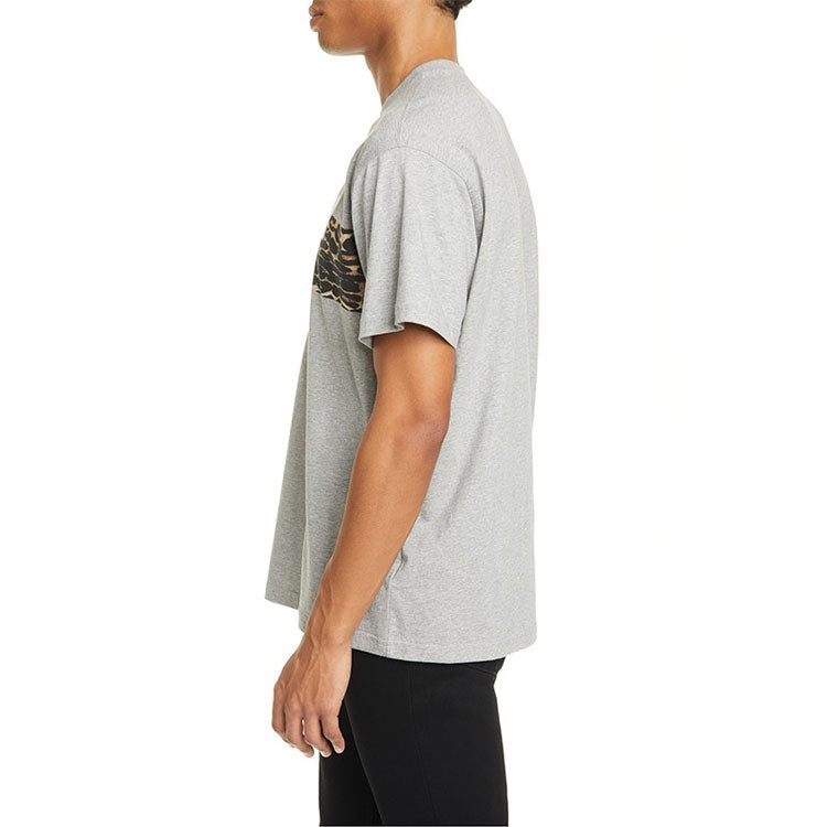 Men's Burberry Leopard print Pattern Printing Short Sleeve Gray 80243691