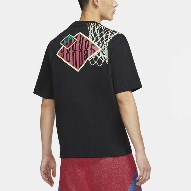 Air Jordan Sport DNA Back Printing Casual Sports Short Sleeve Black CT3656-010