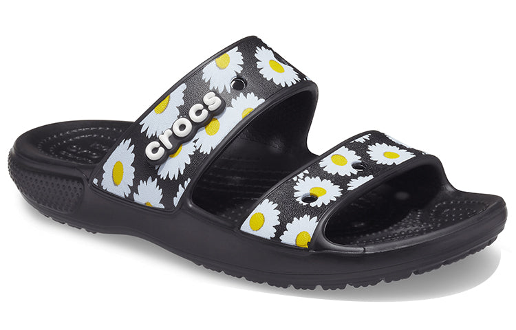 Crocs Daisy Lightweight Wear-Resistant Sports Slippers Unisex Black White 207284-0ZI
