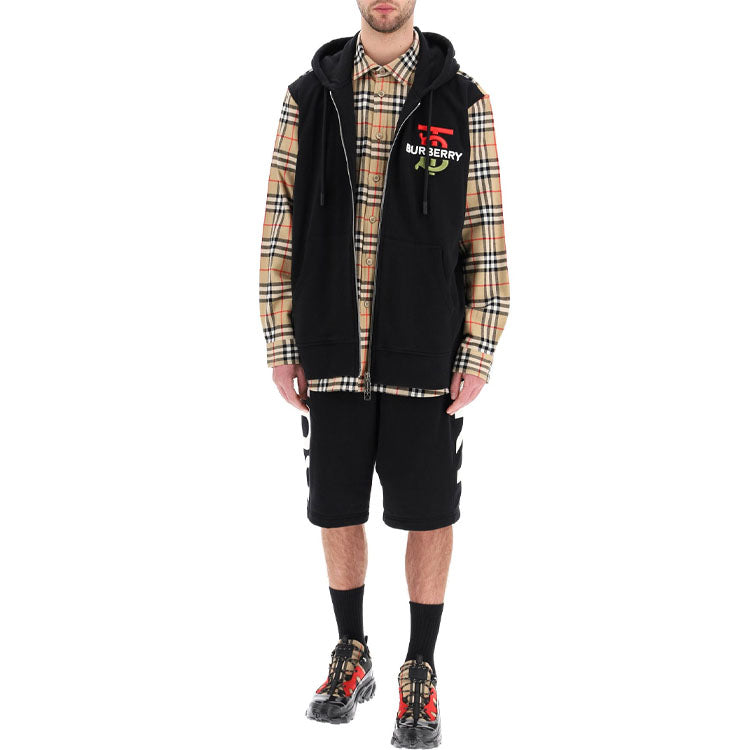 Burberry SS21 Plaid Letter Printing Coat Male Black 80340091