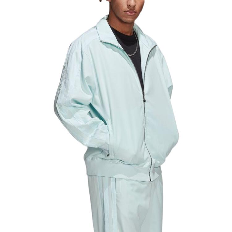 adidas Solid Color Stand Collar Long Sleeves Jacket Unisex Light Blue HK2916