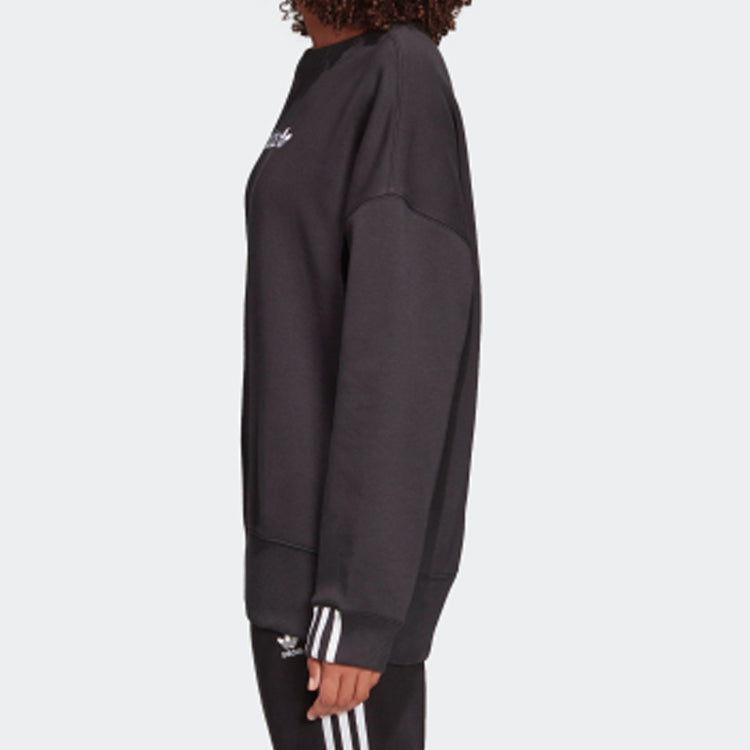 (WMNS) adidas originals Round Neck Pullover Black DU7193