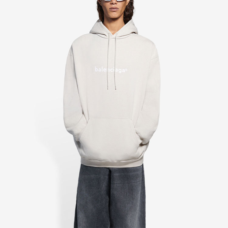Men's Balenciaga FW21 Logo Alphabet Printing hooded Long Sleeves Creamy White 570811TIV552970