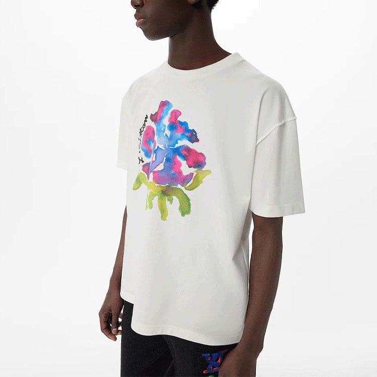 Men's LOUIS VUITTON SS22 Printing Pattern Round Neck Short Sleeve White 1A9GP3