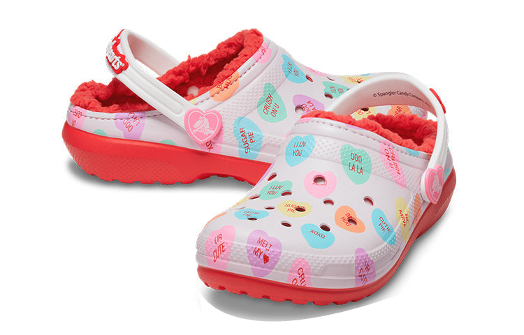 (GS) Crocs Classic Lined Elevated Sweethearts Clogs 'Red White' 207738-119