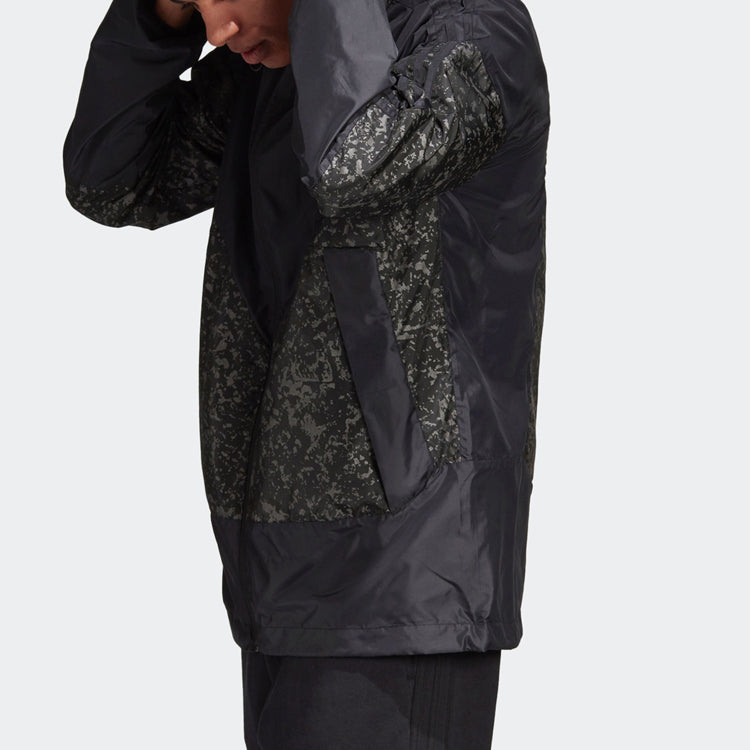 adidas originals Splicing logo Printing Casual Hooded Jacket Black DW5170