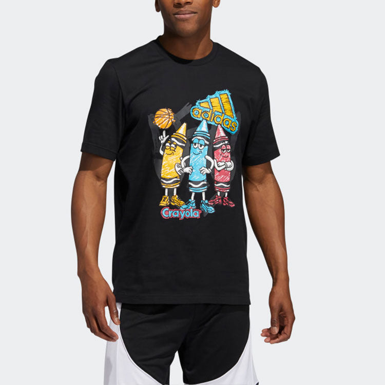 adidas x Crayola Crossover Cray Crayon T Funny Printing Sports Basketball Short Sleeve Black GN7918