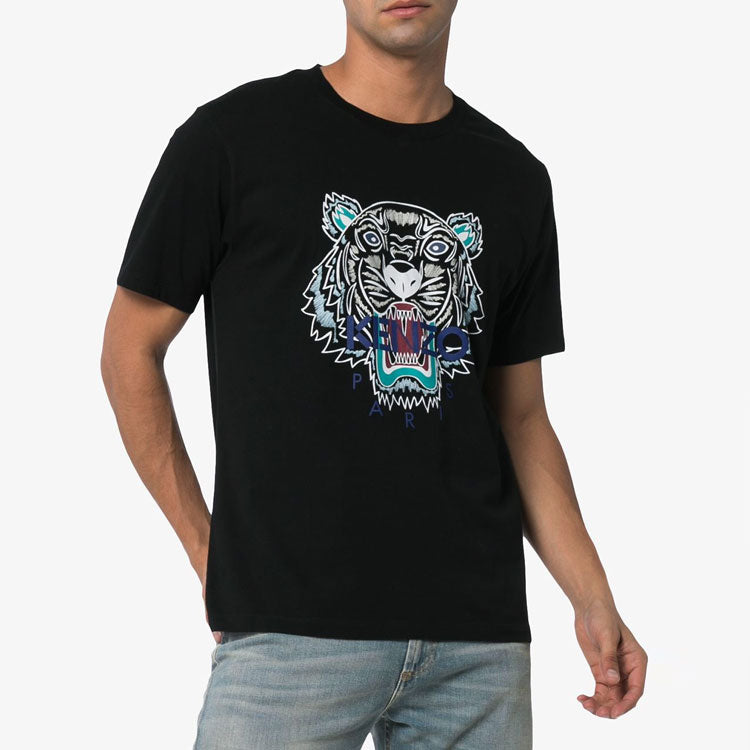 Men's KENZO SS21 Pattern Round Neck Short Sleeve Black F865TS0504YA-99