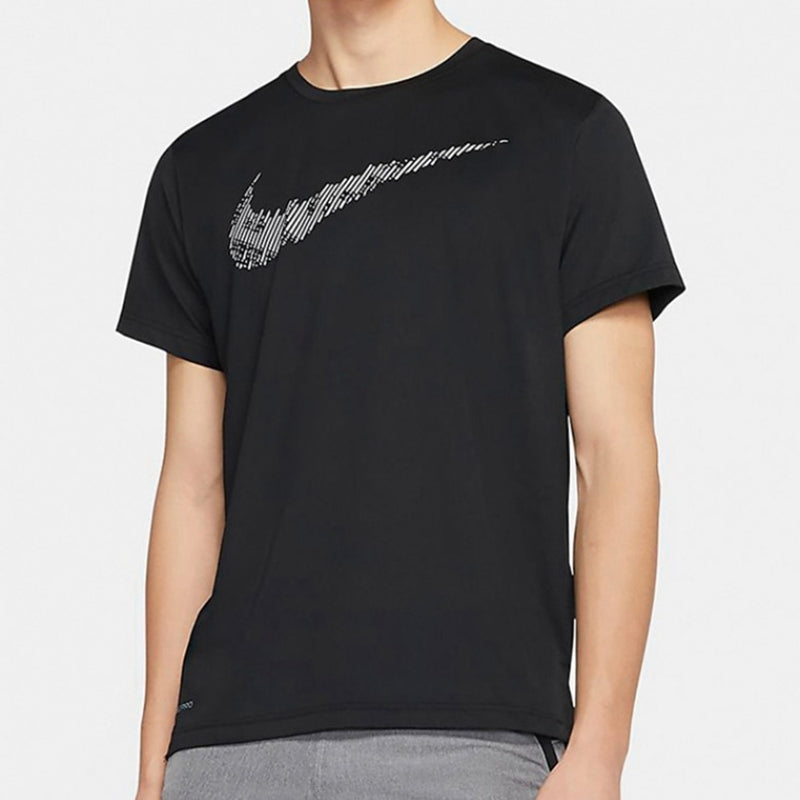 Nike Stripe Logo Printing Training Sports Short Sleeve Black DD1622-010