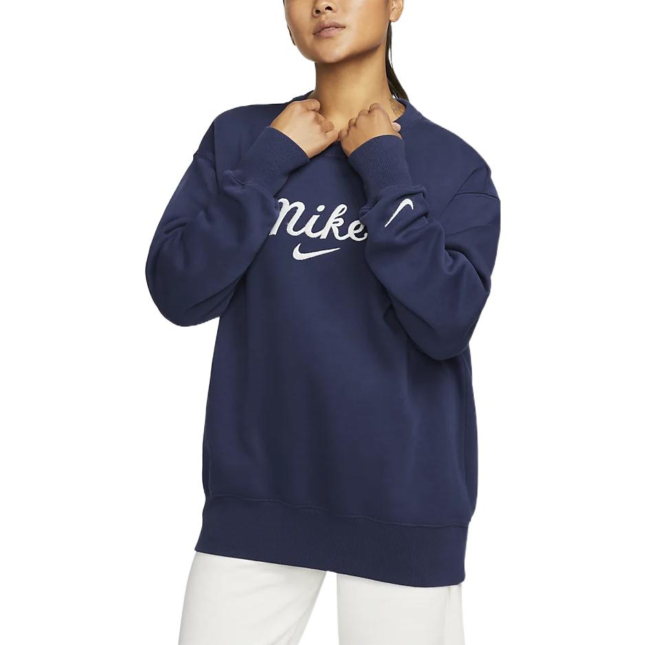 (WMNS) Nike Sportswear Oversized Crew-Neck Sweatshirt 'Midnight Navy' DZ4626-410