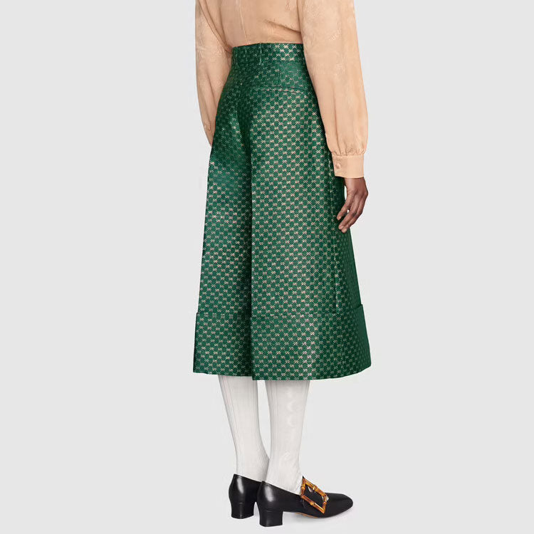 (WMNS) Gucci Mini GG Lurex Flared Trousers 'Green' 652118-ZAGLX-3091