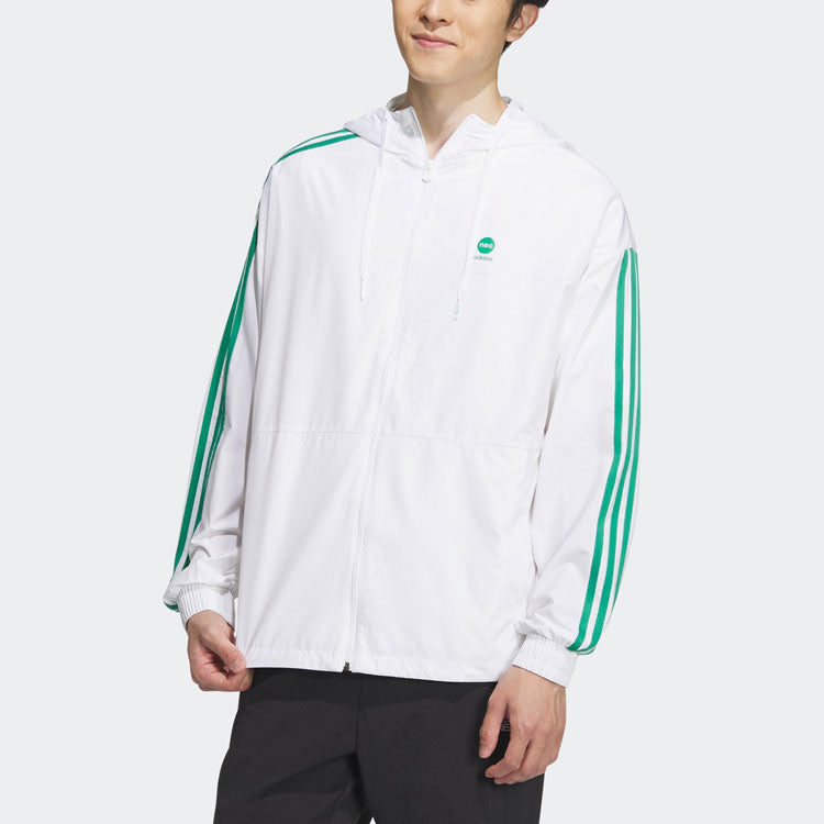 adidas Neo Essentials Windbreaker Jackets Asia Sizing 'White Green' IA4963