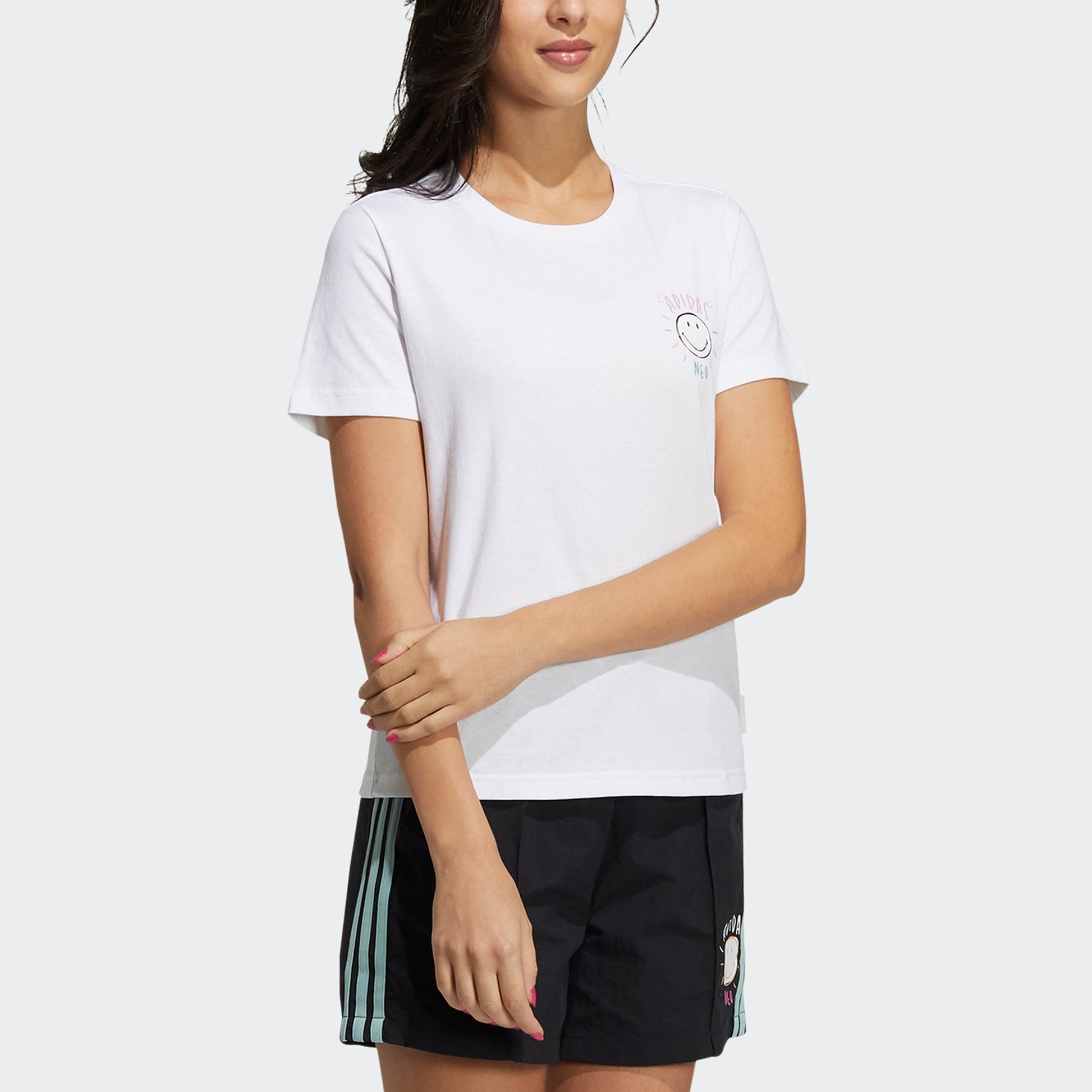 (WMNS) adidas neo smile T-shirt 'White' GP5784