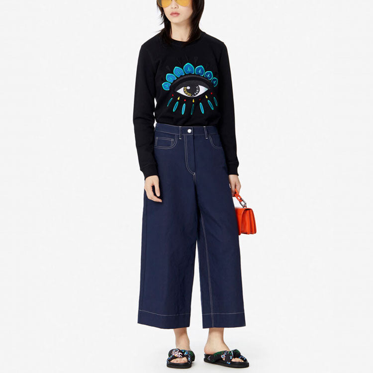 (WMNS) KENZO Casual Pullover Long Sleeves Hoodie Black FA52SW7104XC-99