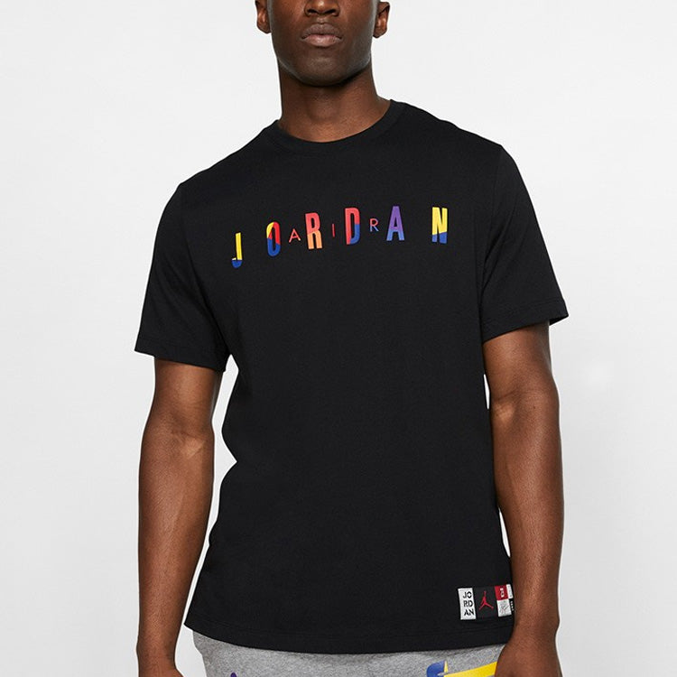Air Jordan Colorful Logo Breathable Short Sleeve Black AT8943-010