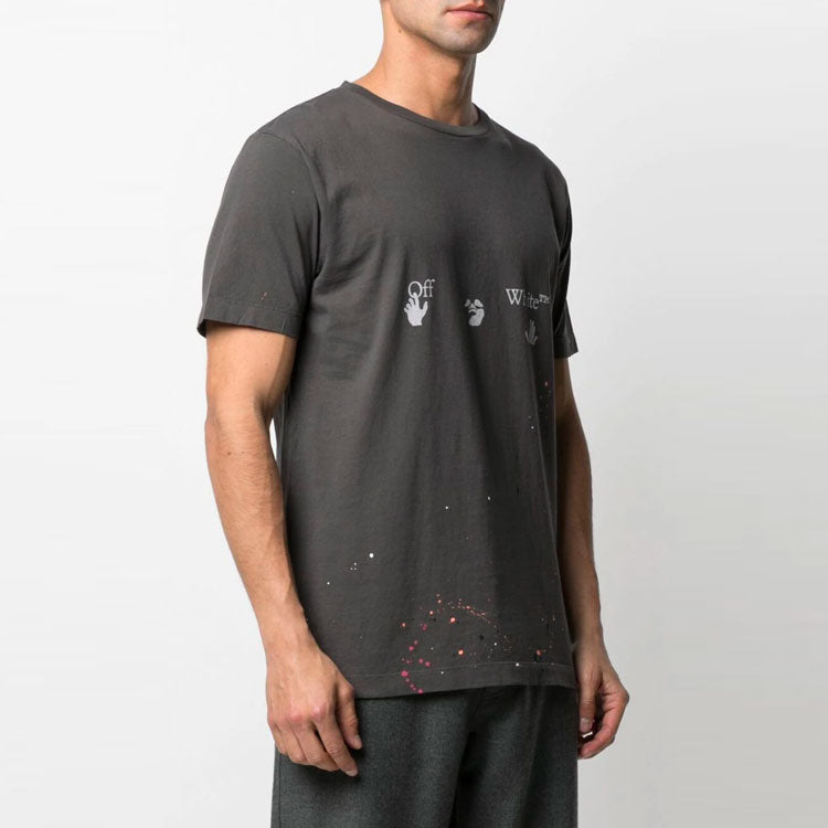 Off-White Vintage Paint Splatter Short-Sleeve Tee 'Magnet White' OMAA027S21JER0020601