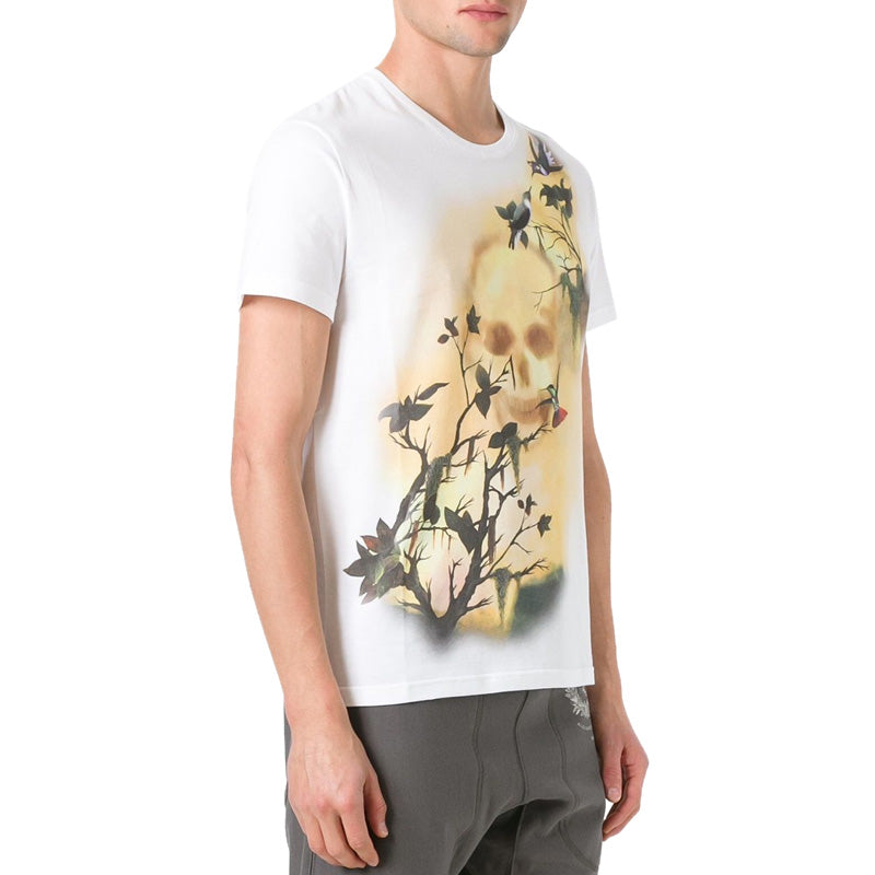 Alexander McQueen Cotton Printing Round Neck Short Sleeve White 449496-QIZ8C-900