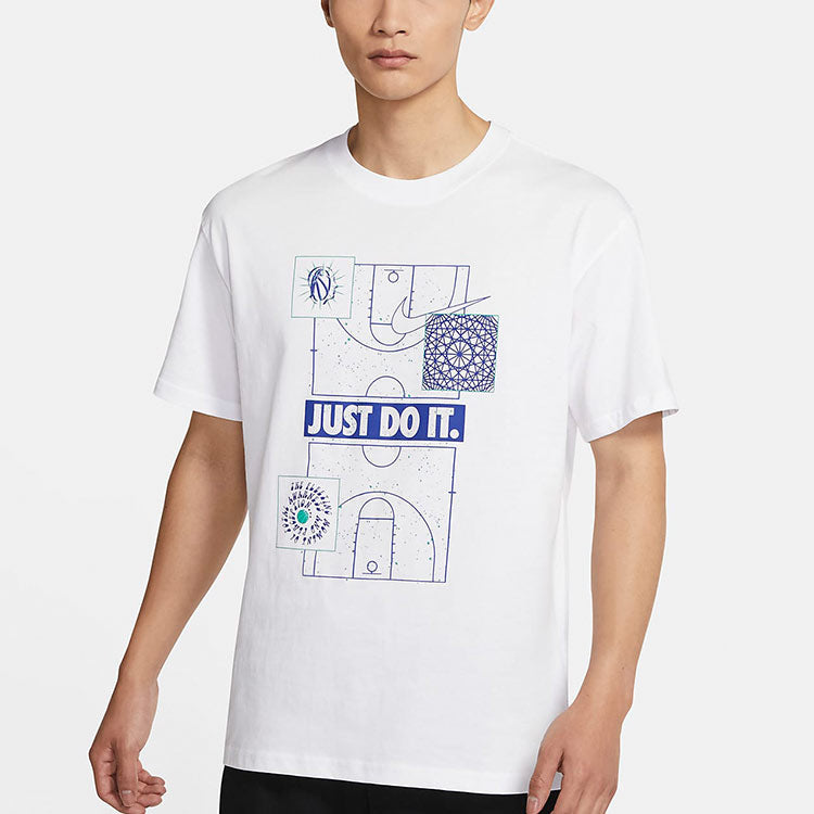 Nike Just Do It Basketball Sports Printing Short Sleeve White DD0810-100