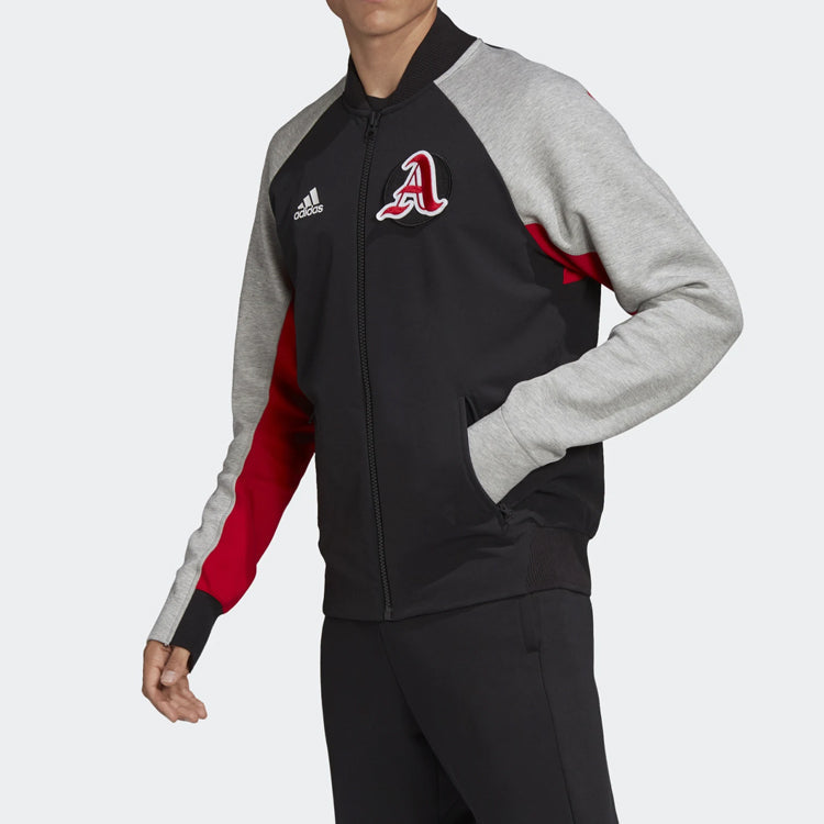 adidas Colorblock Sports baseball uniform aviator Jacket Black Red Gray FL3593