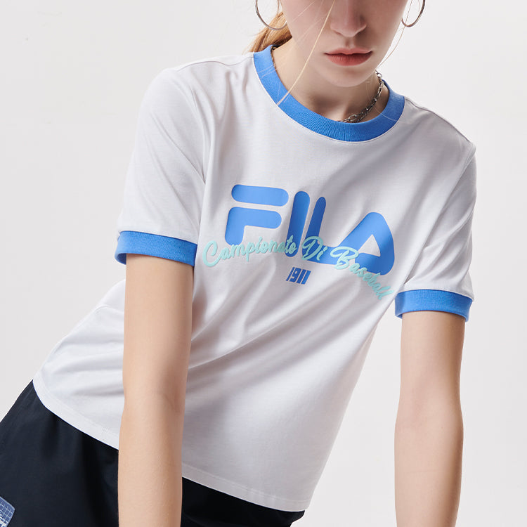 FILA FUSION Baseball Casual Sports Breathable Short Sleeve White T11W132109F-WT