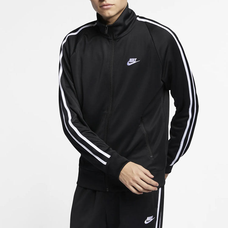 Nike Zipper Stand Collar logo Casual Sports Jacket Black AR2245-010