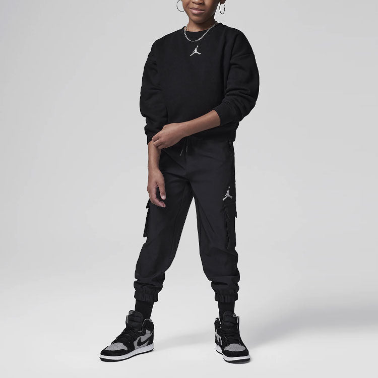 (GS) Air Jordan Essential Crew Sweatshirt 'Black' 35C387-GAY
