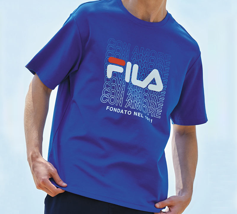 FILA Logo Alphabet Printing Short Sleeve Blue F11M028116F-BU