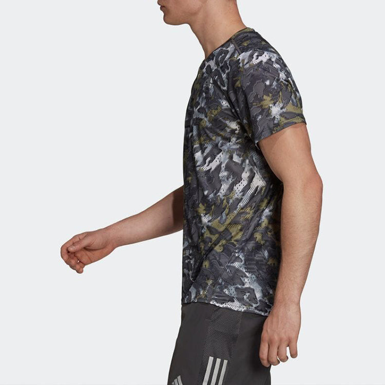 adidas Fast Graphic Primeblue Running Tee 'Grey Six Focus Olive' H32185