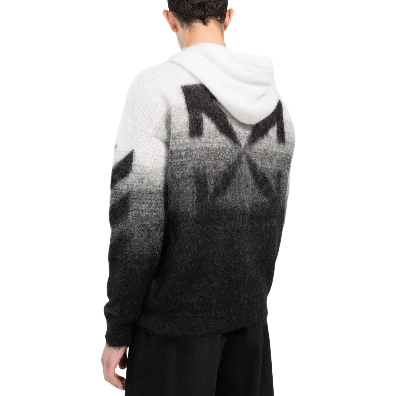 Men's Off-White Colorblock Drawstring Zipper Knit Jacket Black OMHA132C99KNI0011010