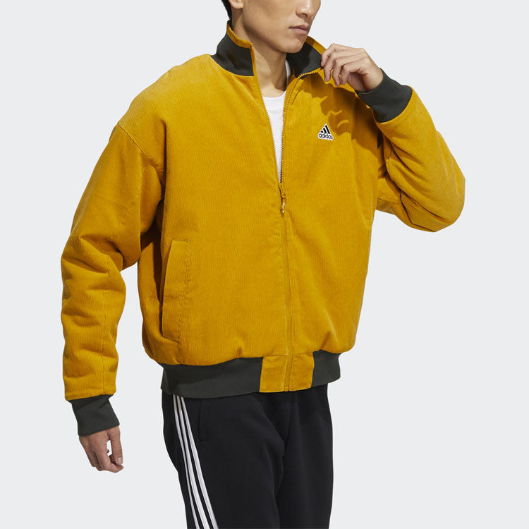 adidas M Corduroy Jkt Embroidered Logo Stay Warm Sports Jacket Yellow HD0361