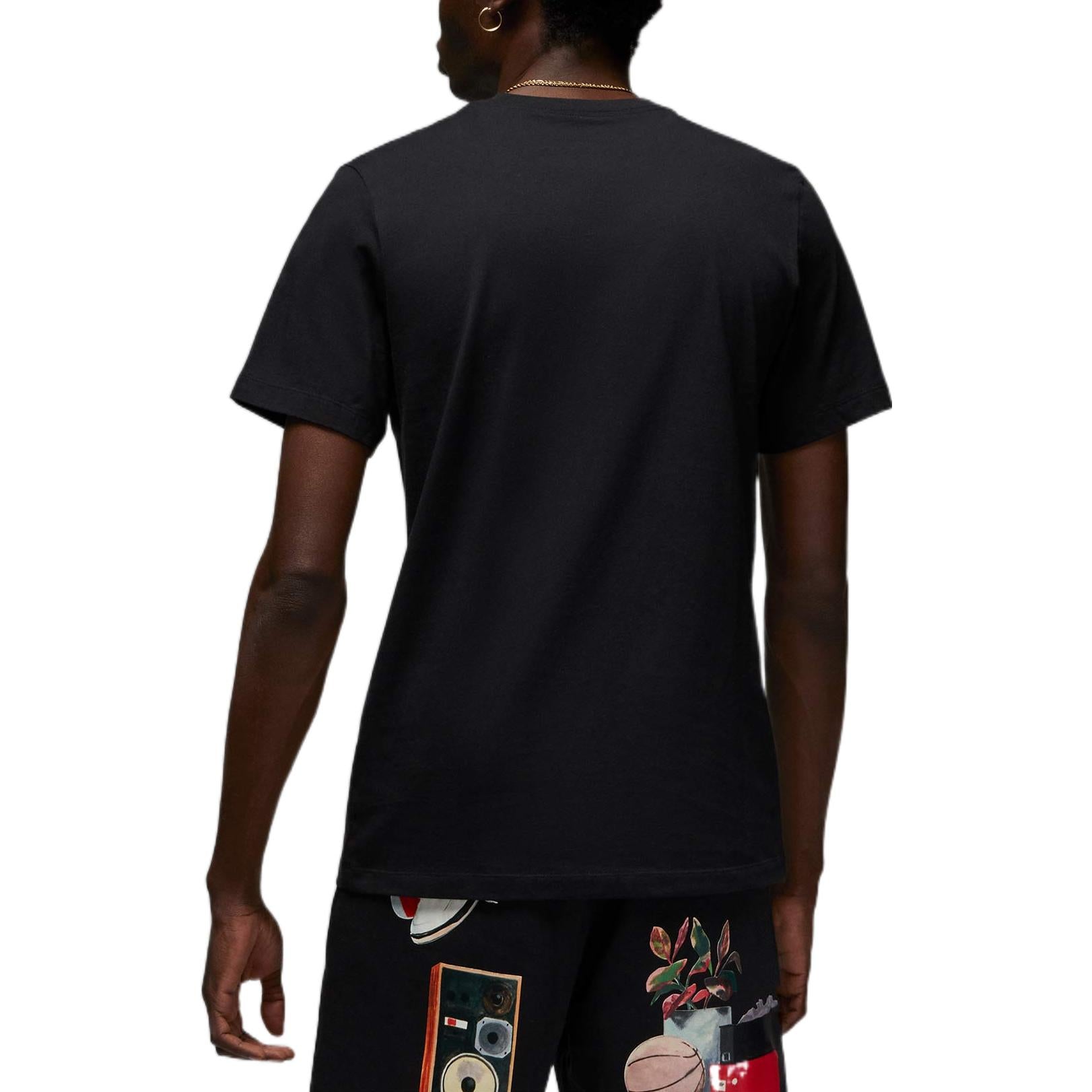 Men's Air Jordan Solid Color Character Pattern Printing Round Neck Short Sleeve Black T-Shirt DQ7381-010