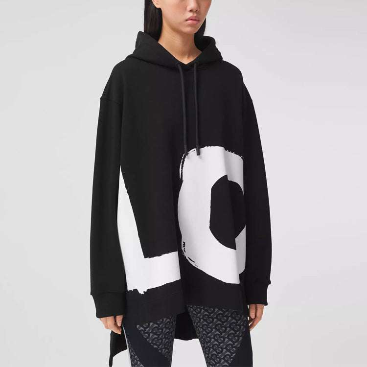 (WMNS) Burberry Love Long Sleeve Hoodie Black 80376701